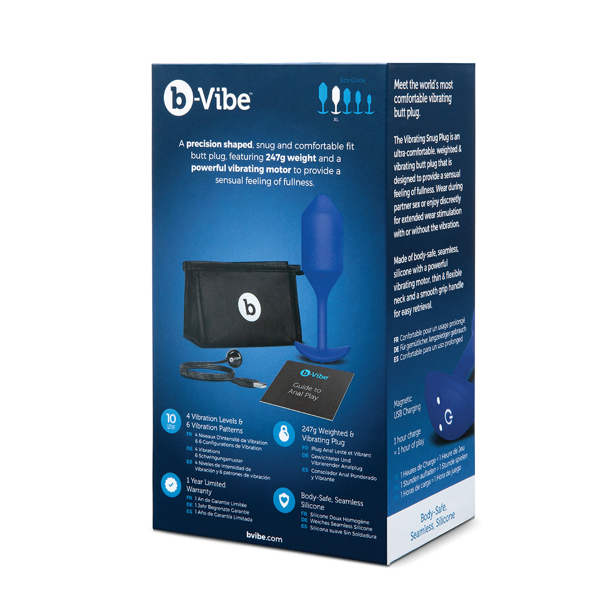 B-Vibe Vibrating Snug Plug 4 (XL) - Navy | Anal Toys Intimates Adult Boutique