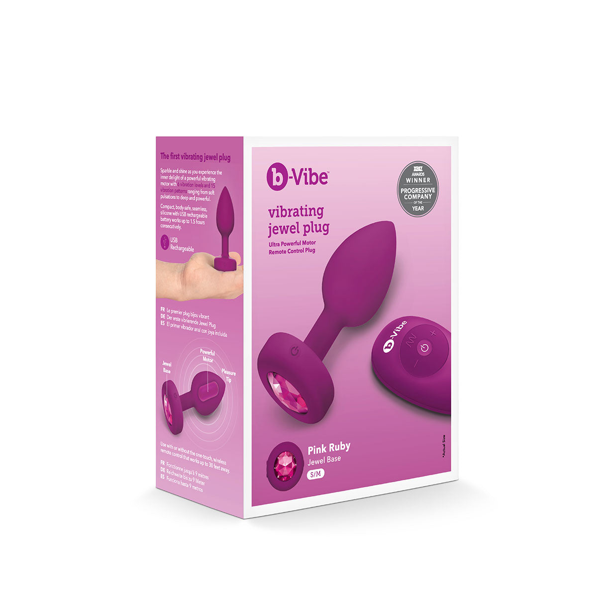 B-Vibe Vibrating Jewel Plug Small-Medium - Fuchsia | Anal Toys Intimates Adult Boutique