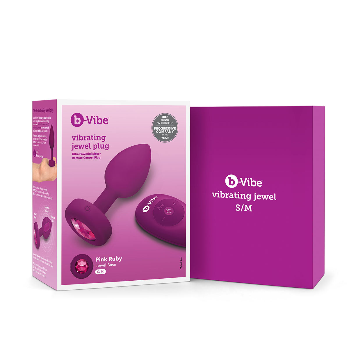 B-Vibe Vibrating Jewel Plug Small-Medium - Fuchsia | Anal Toys Intimates Adult Boutique