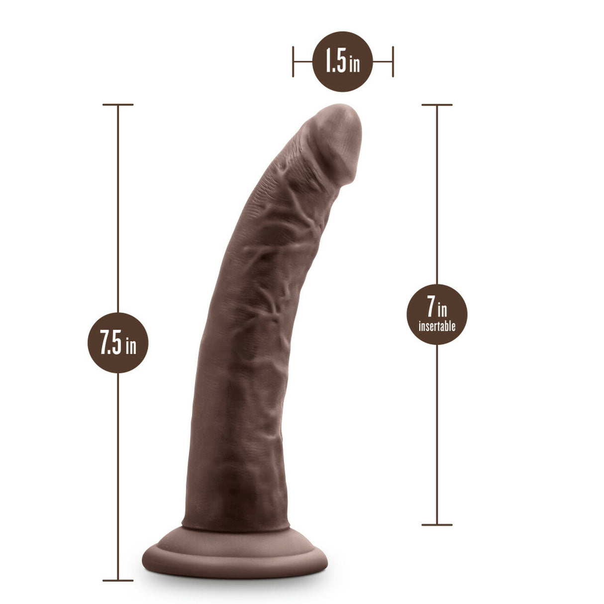 Au Naturel Jack 7in Chocolate Dildo With Suction Cup  Intimates Adult Boutique