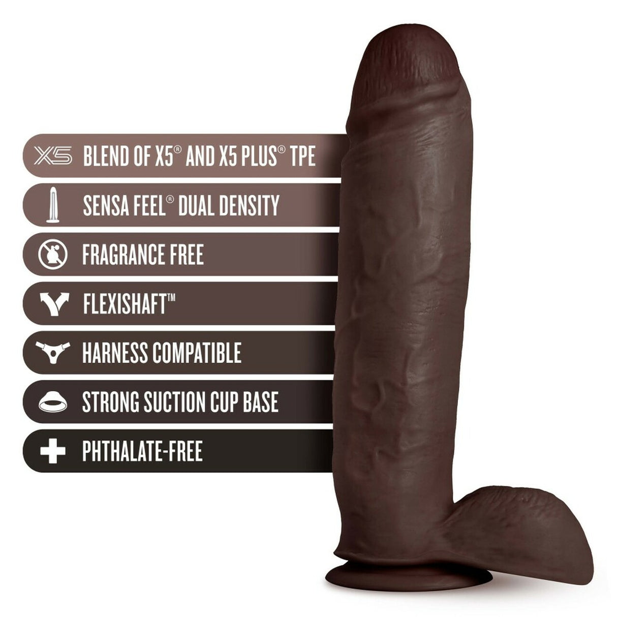 Au Naturel 10in Chocolate Dildo With Suction Cup  Intimates Adult Boutique