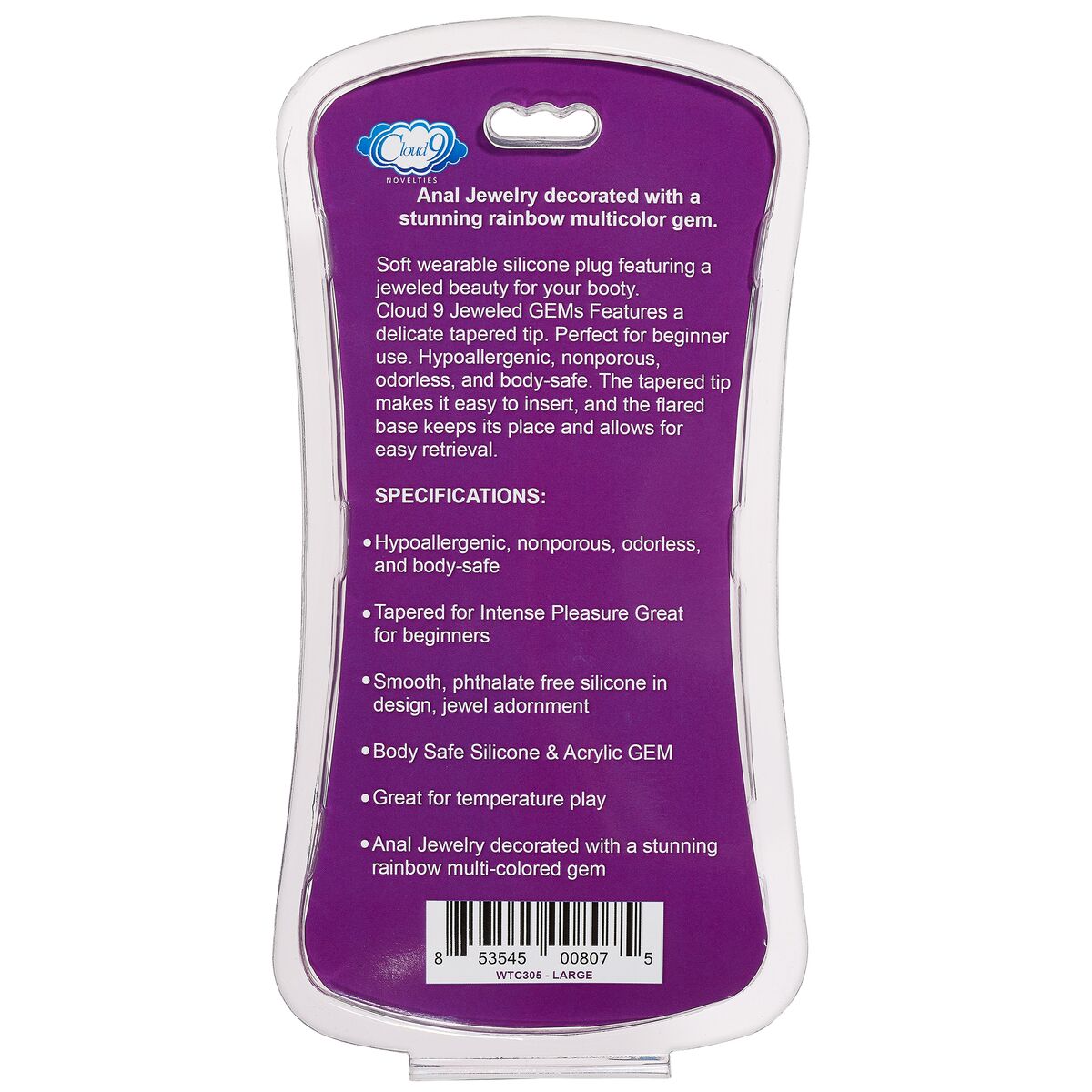 Black Silicone Anal Plug Large - Cloud 9 Gems | General Category Intimates Adult Boutique