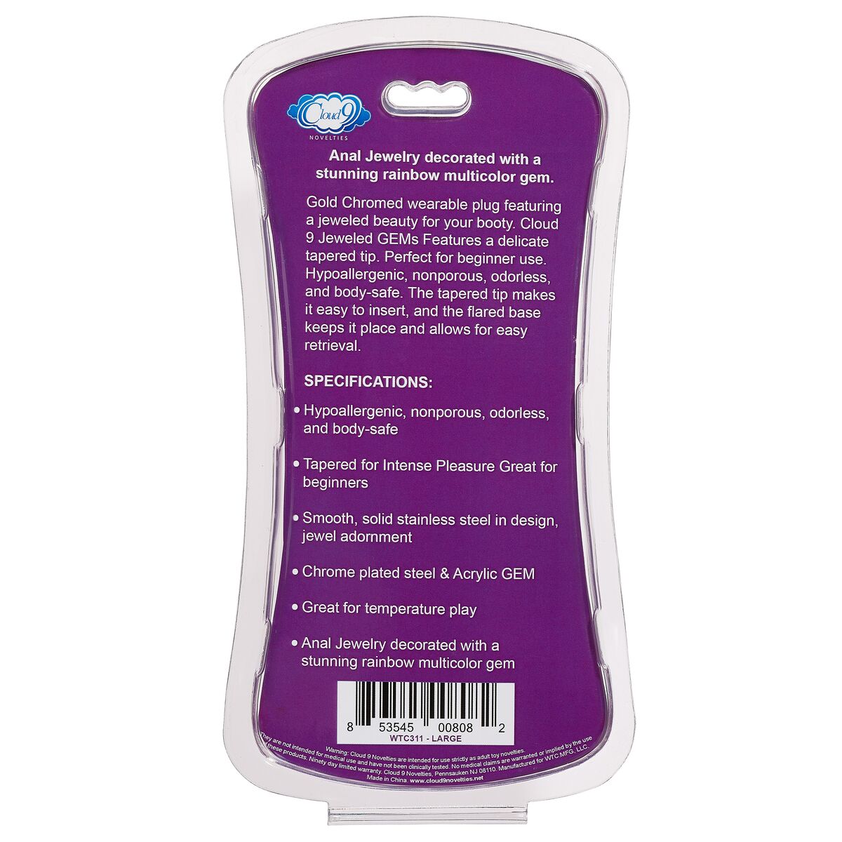 Gold Anal Plug Large - Cloud 9 Gems Intimates Adult Boutique