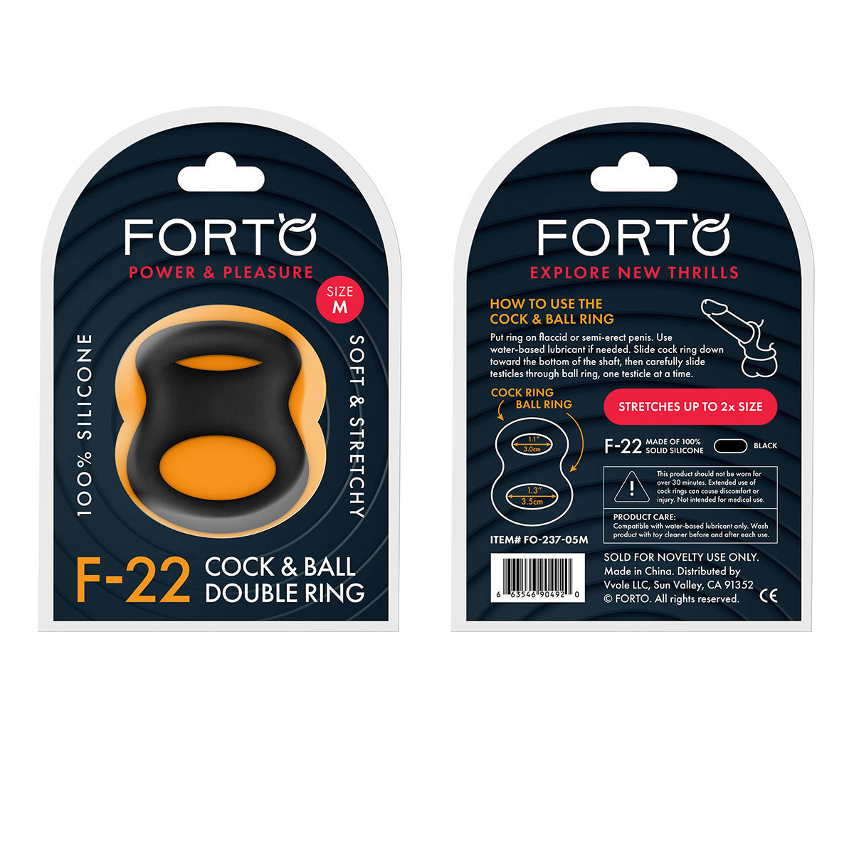 FORTO F-22 53-55mm D-Ring - Black Intimates Adult Boutique