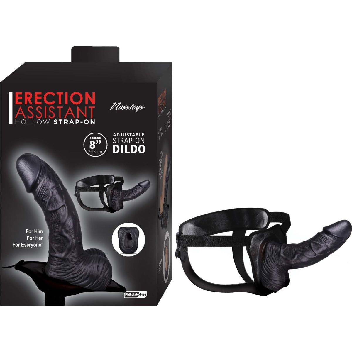 Erection Assistant Hollow Strap-on 8 Black " Intimates Adult Boutique
