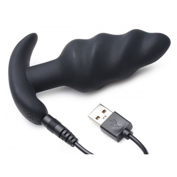 21x Vibrating Silicone Swirl Butt Plug with Remote Control - Anal Toy Intimates Adult Boutique