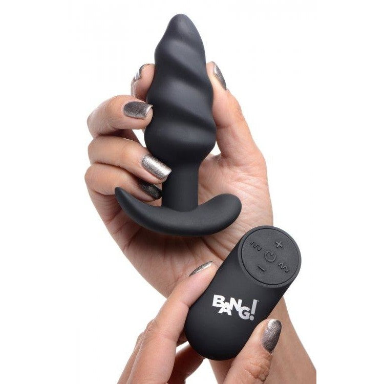 21x Vibrating Silicone Swirl Butt Plug with Remote Control - Anal Toy Intimates Adult Boutique
