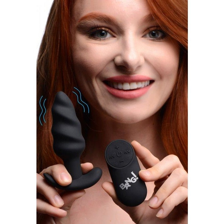 21x Vibrating Silicone Swirl Butt Plug with Remote Control - Anal Toy Intimates Adult Boutique