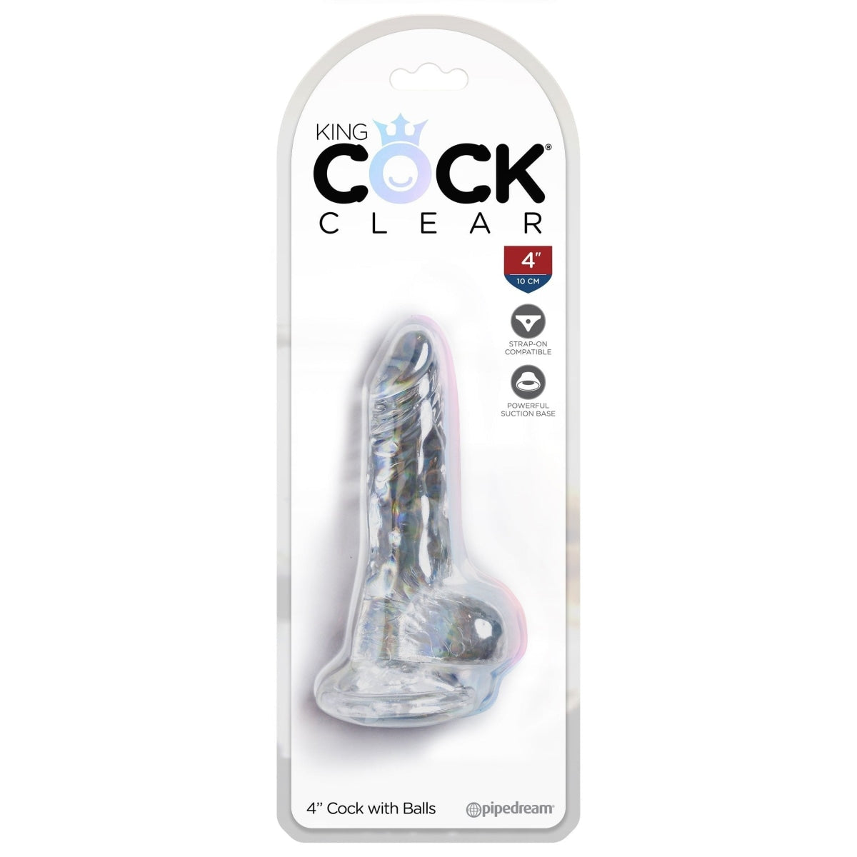 King Cock Clear 4 In Cock W- Balls Intimates Adult Boutique