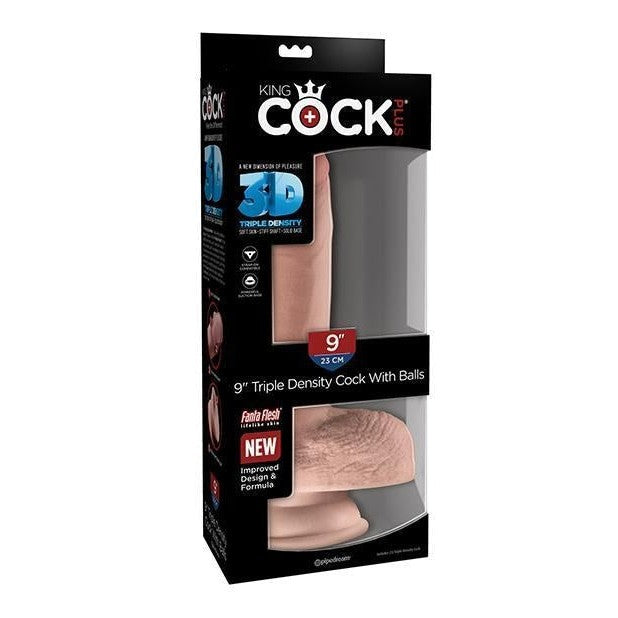 King Cock Plus 9 In Triple Density Cock W- Balls Light Intimates Adult Boutique