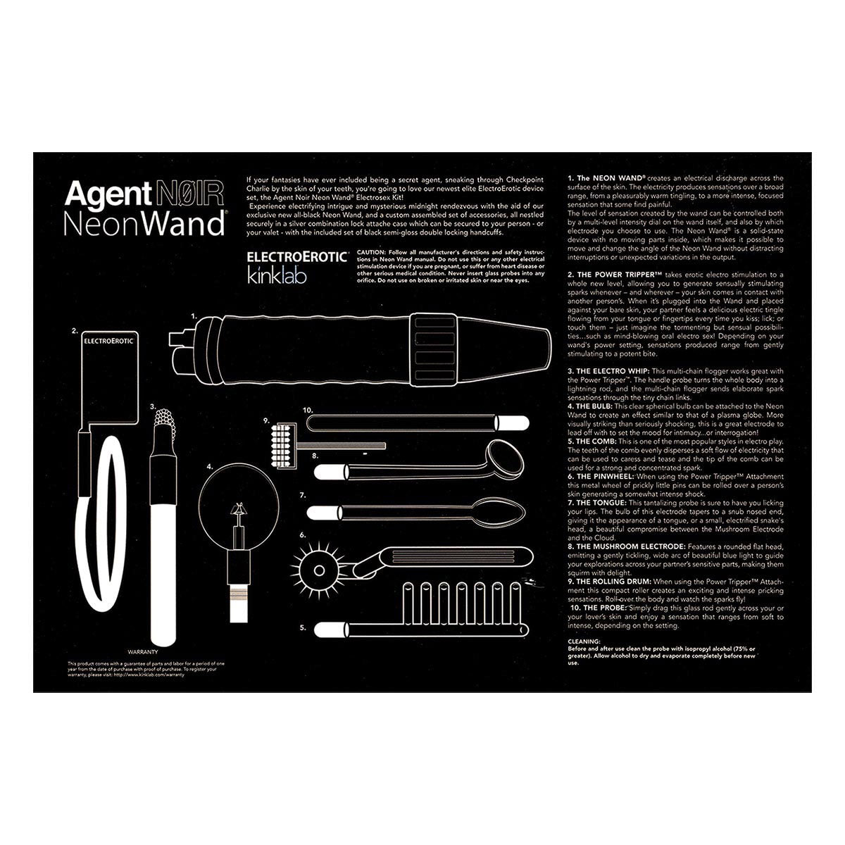 Agent Noir Neon Wand Briefcase Kit: Fetish Collection for Unique Play Intimates Adult Boutique