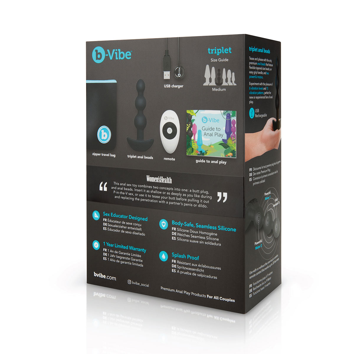 B-Vibe Triplet Anal Beads - Black | Anal Toys Intimates Adult Boutique