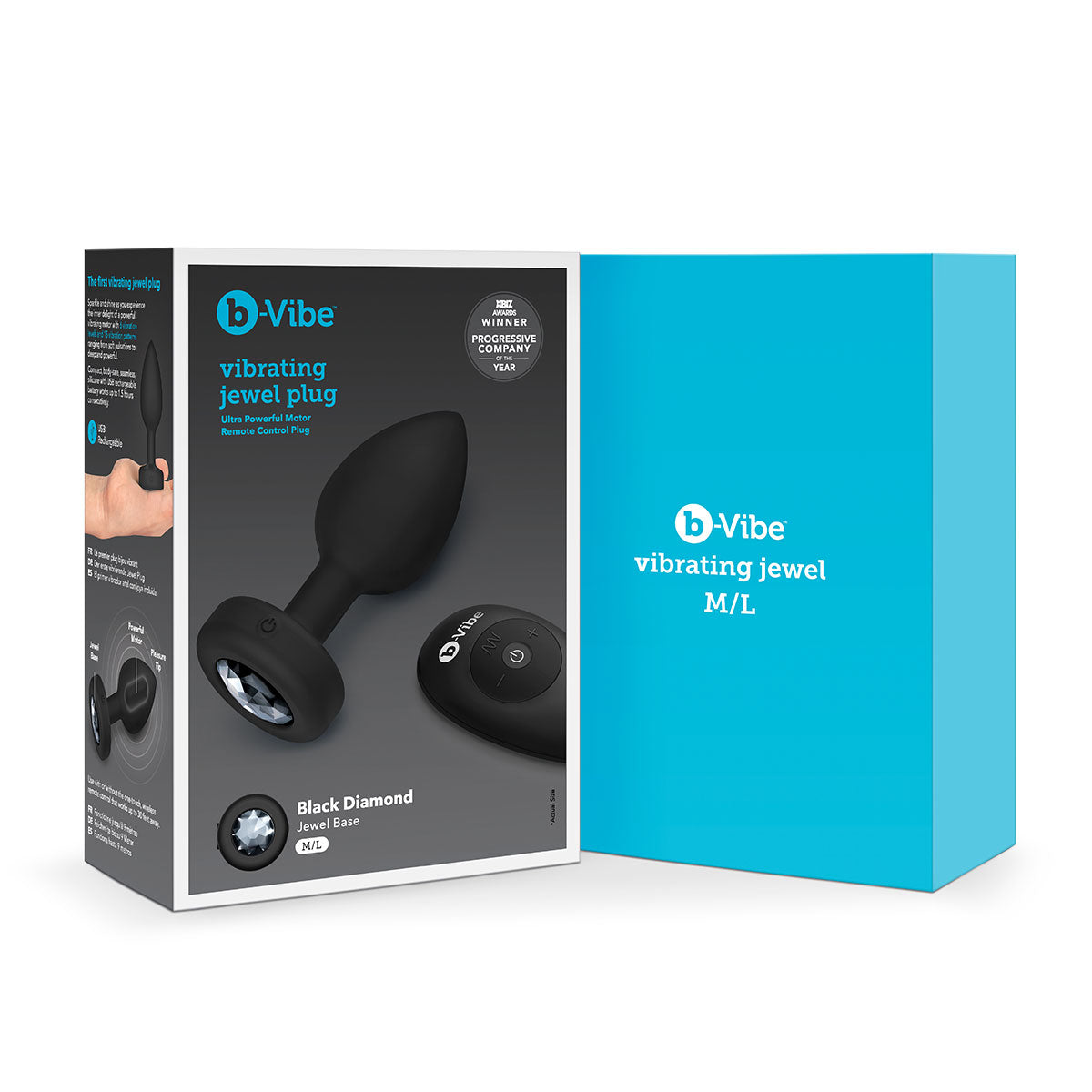 B-Vibe Vibrating Jewel Plug Medium-Large - Black Intimates Adult Boutique