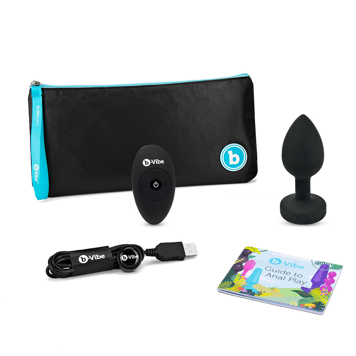 B-Vibe Vibrating Jewel Plug Medium-Large - Black Intimates Adult Boutique