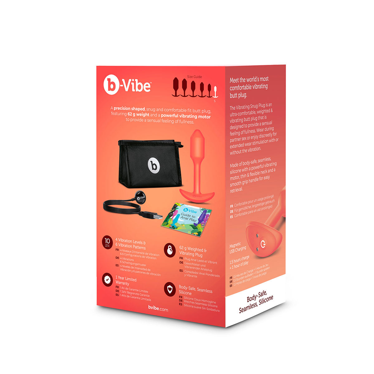 Shop B-Vibe Vibrating Snug Plug 1 | Anal Toys - Orange Intimates Adult Boutique