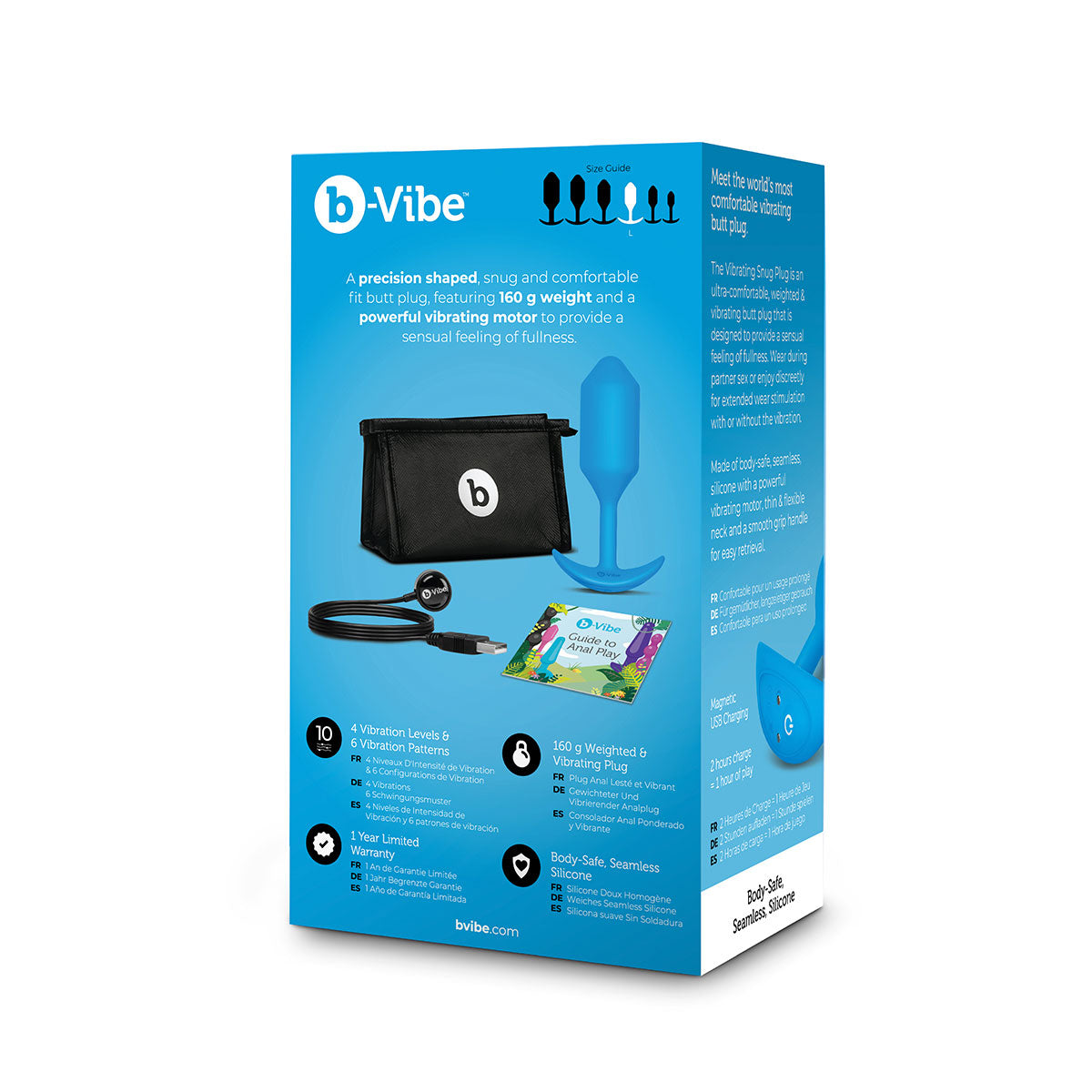 B-Vibe Vibrating Snug Plug 3 (L) - Blue | Anal Toys Intimates Adult Boutique