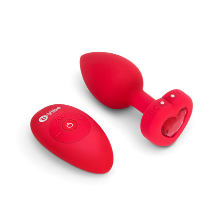 B-Vibe Vibrating Heart Plug Medium/Large - Scarlet Ruby Intimates Adult Boutique