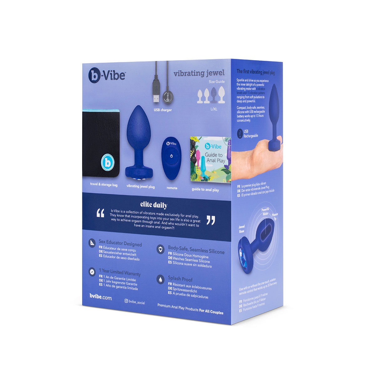 Blue Sapphire B-Vibe Vibrating Jewel Plug in L-XL Size | Anal Toys  Intimates Adult Boutique