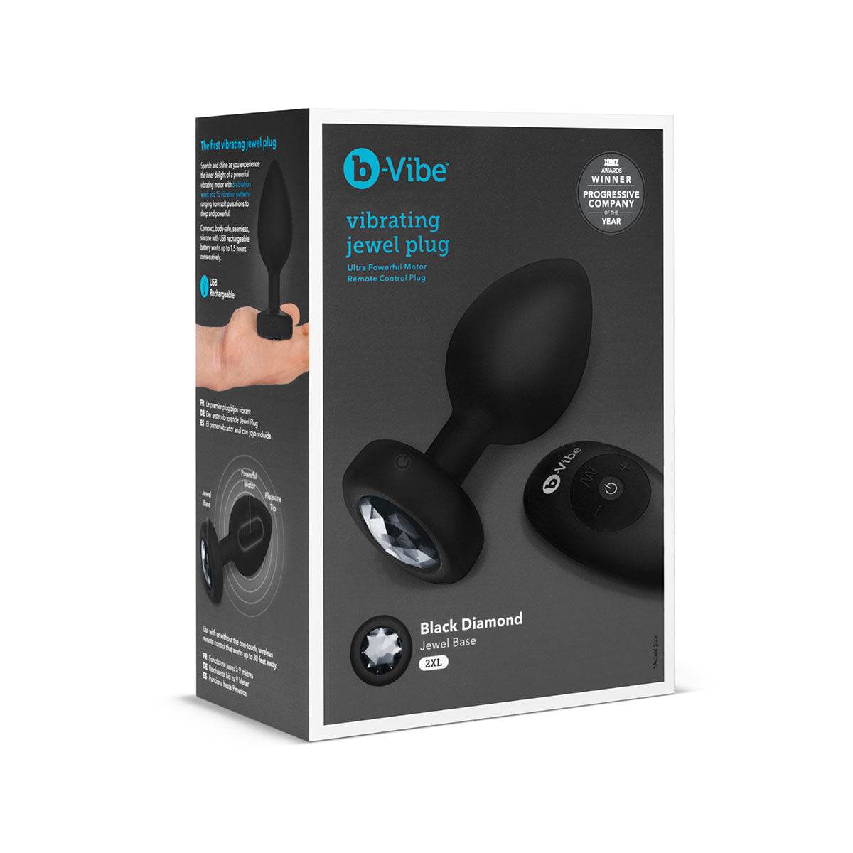 B-Vibe Vibrating Jewel Plug 2XL - Black Intimates Adult Boutique