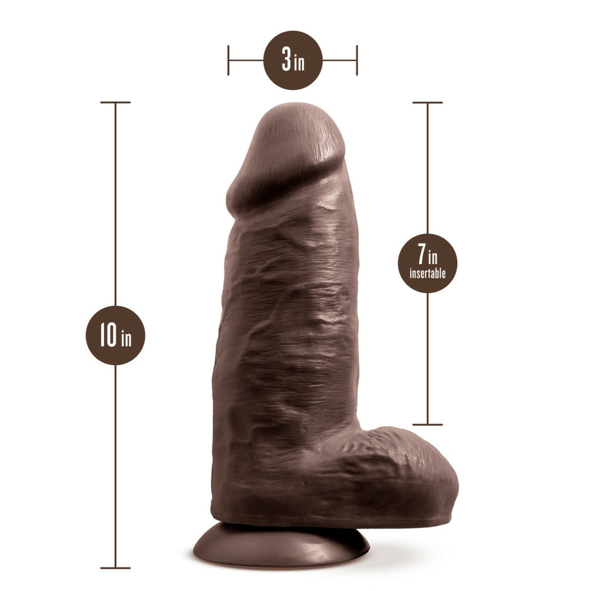 Au Naturel Chub 10in Dildo With Suction Cup Chocolate  Intimates Adult Boutique