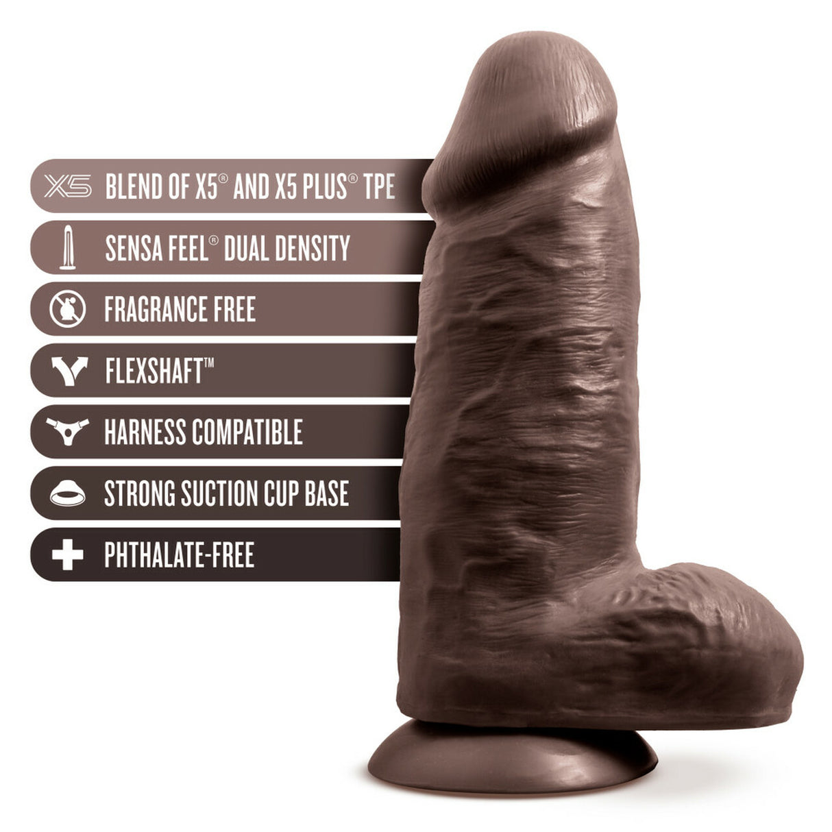 Au Naturel Chub 10in Dildo With Suction Cup Chocolate  Intimates Adult Boutique