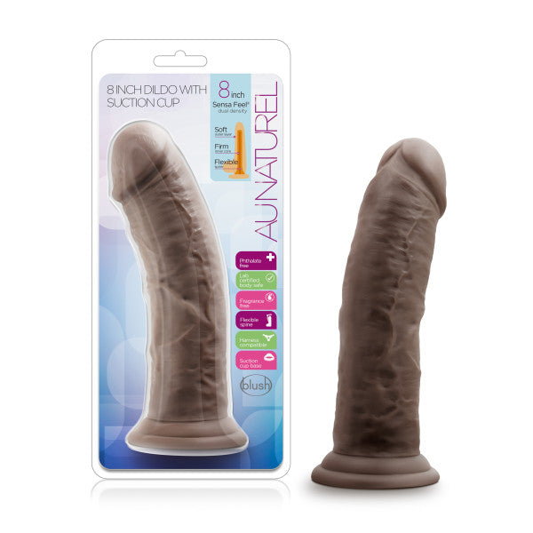 8 inch dildo Au Naturel | Suction Cup Chocolate Dildo  Intimates Adult Boutique