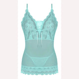 Seabreeze Lace Up Chemise & G Set Turquoise S/m Intimates Adult Boutique