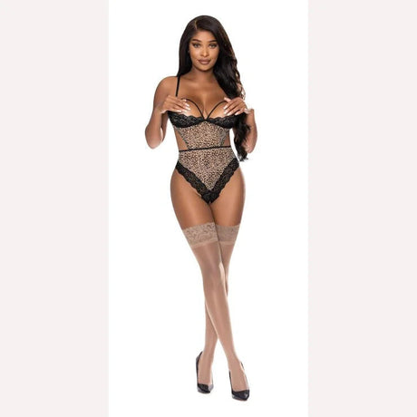 Purrfect Half Cup Teddy W/ Split Crotch Leopard 2xl Intimates Adult Boutique