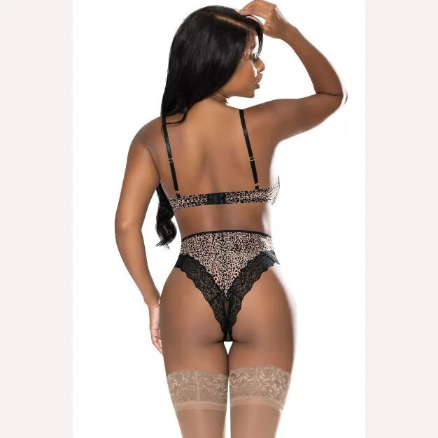 Purrfect Half Cup Teddy W/ Split Crotch Leopard S/m Intimates Adult Boutique