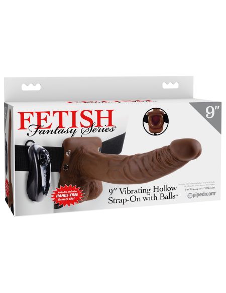 9 Vibrating Hollow Strap On for Men in Brown - Sextoys for Men Intimates Adult Boutique