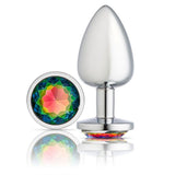 Silver Chromed Large Anal Plug with Gem Accents  Intimates Adult Boutique