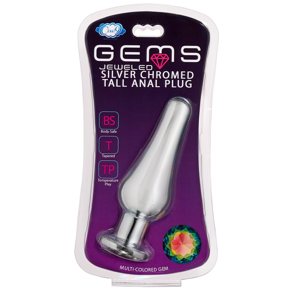 Cloud 9 Gems Silver Chromed Tall Anal Plug Large  Intimates Adult Boutique