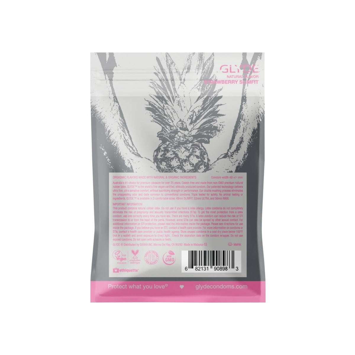 Glyde Slimfit Organic Strawberry Condoms 4pk Intimates Adult Boutique