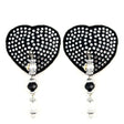 Heart Black Crystal Pasties w/ Beads - Lingerie Collection Intimates Adult Boutique