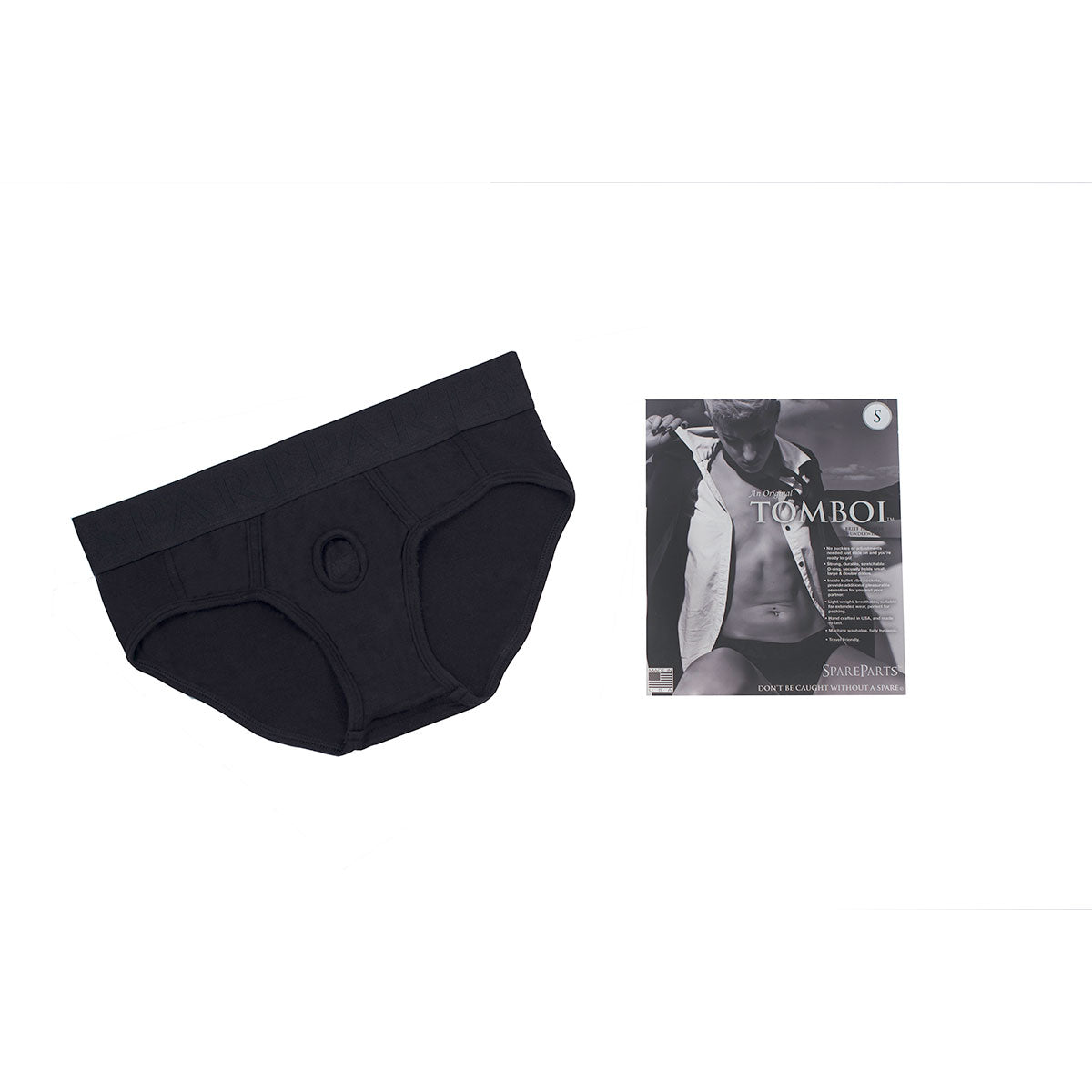 SpareParts Tomboi Harness Black-Black Rayon - 3X Intimates Adult Boutique