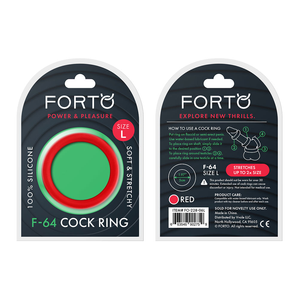 FORTO F-64 C-Ring 50mm Wide Red Large Intimates Adult Boutique