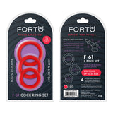 FORTO F-61 C-Ring 3pc Set Red Intimates Adult Boutique