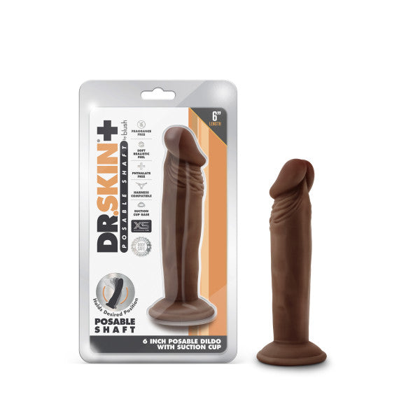 Dr Skin Plus 6in Poseable Dildo Chocolate Intimates Adult Boutique