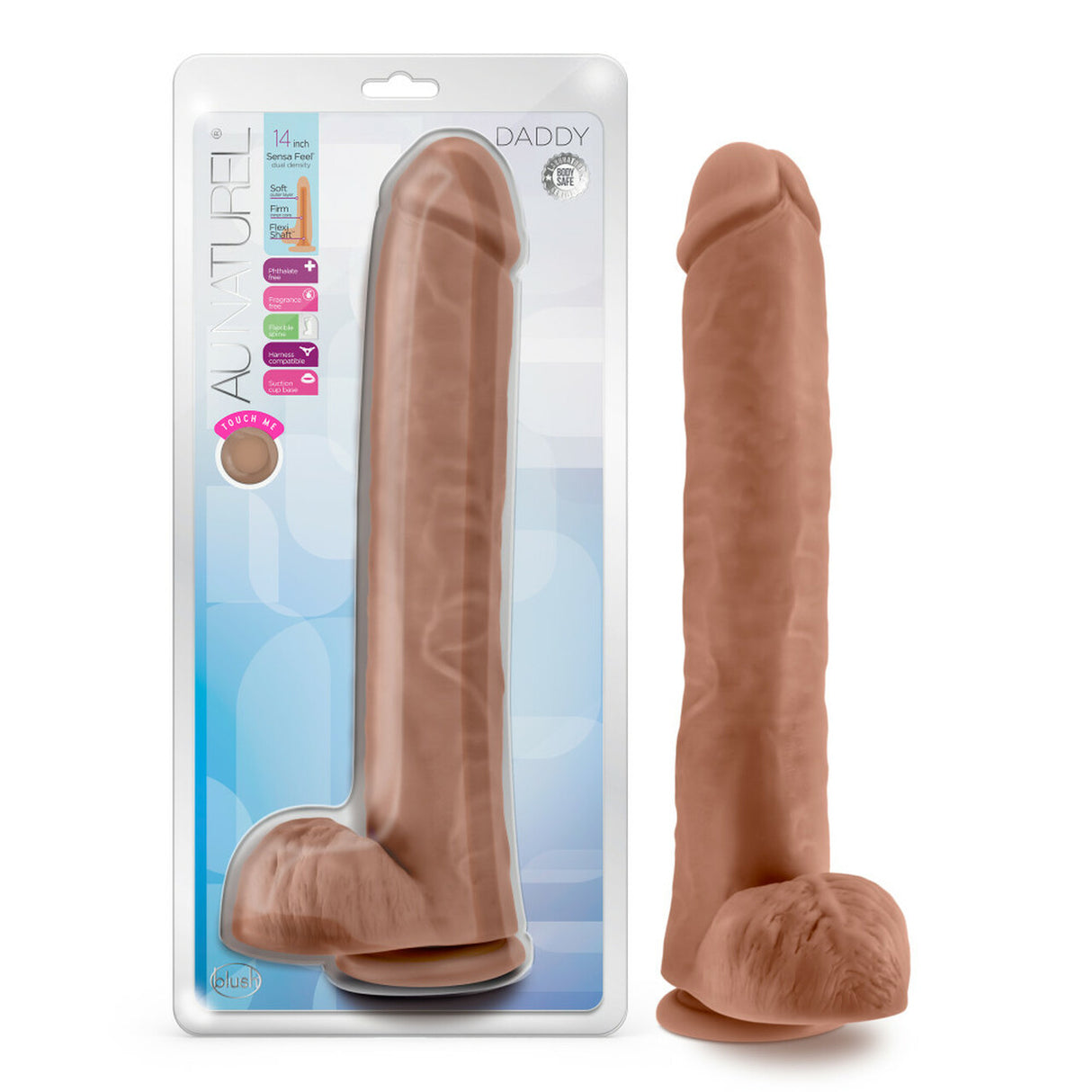Au Naturel Daddy 14in Mocha Dildo With Suction Cup  Intimates Adult Boutique