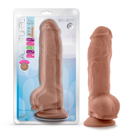 Au Naturel Big Boy 10" Dildo With Suction Cup Mocha  Intimates Adult Boutique