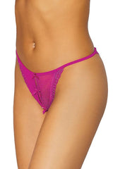 Dot Stretch Lace Trim Open Crotch Thong Azalea Medium Intimates Adult Boutique