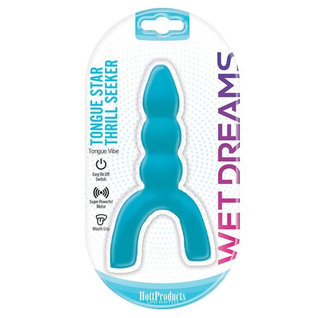 Tongue Star Thrill Seeker Tongue Vibe W- Pleasure Ribs Blue Intimates Adult Boutique