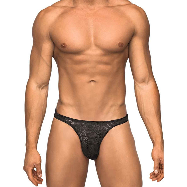 Bong Thong Stretch Lace Black Large- Xl Intimates Adult Boutique