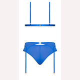 Sassy Bra Garter & Rouched Panty Cobalt 2xl Intimates Adult Boutique