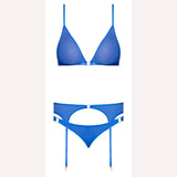 Sassy Bra Garter & Rouched Panty Cobalt 2xl Intimates Adult Boutique