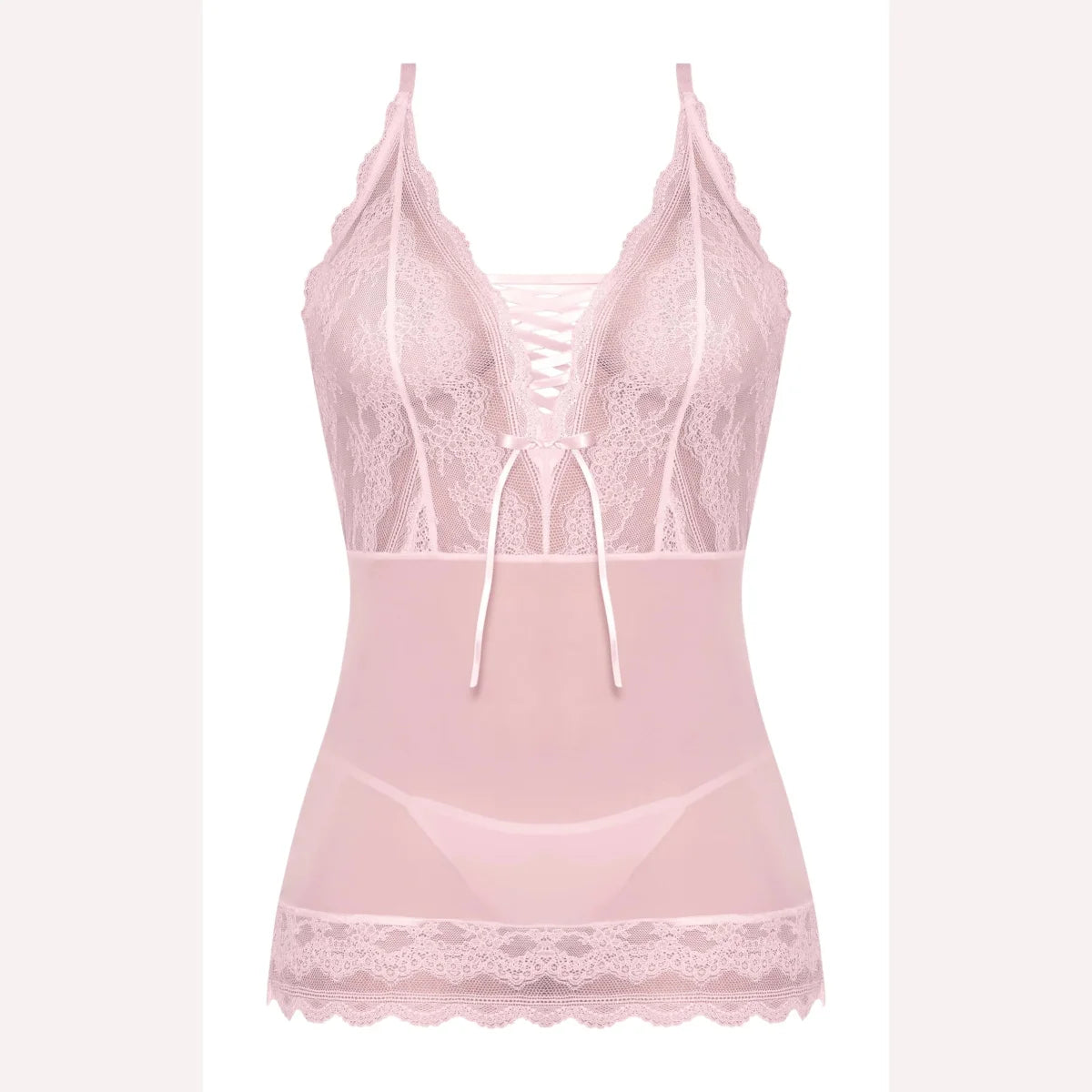 Seabreeze Lace Up Chemise & G Set Blush 2xl Intimates Adult Boutique