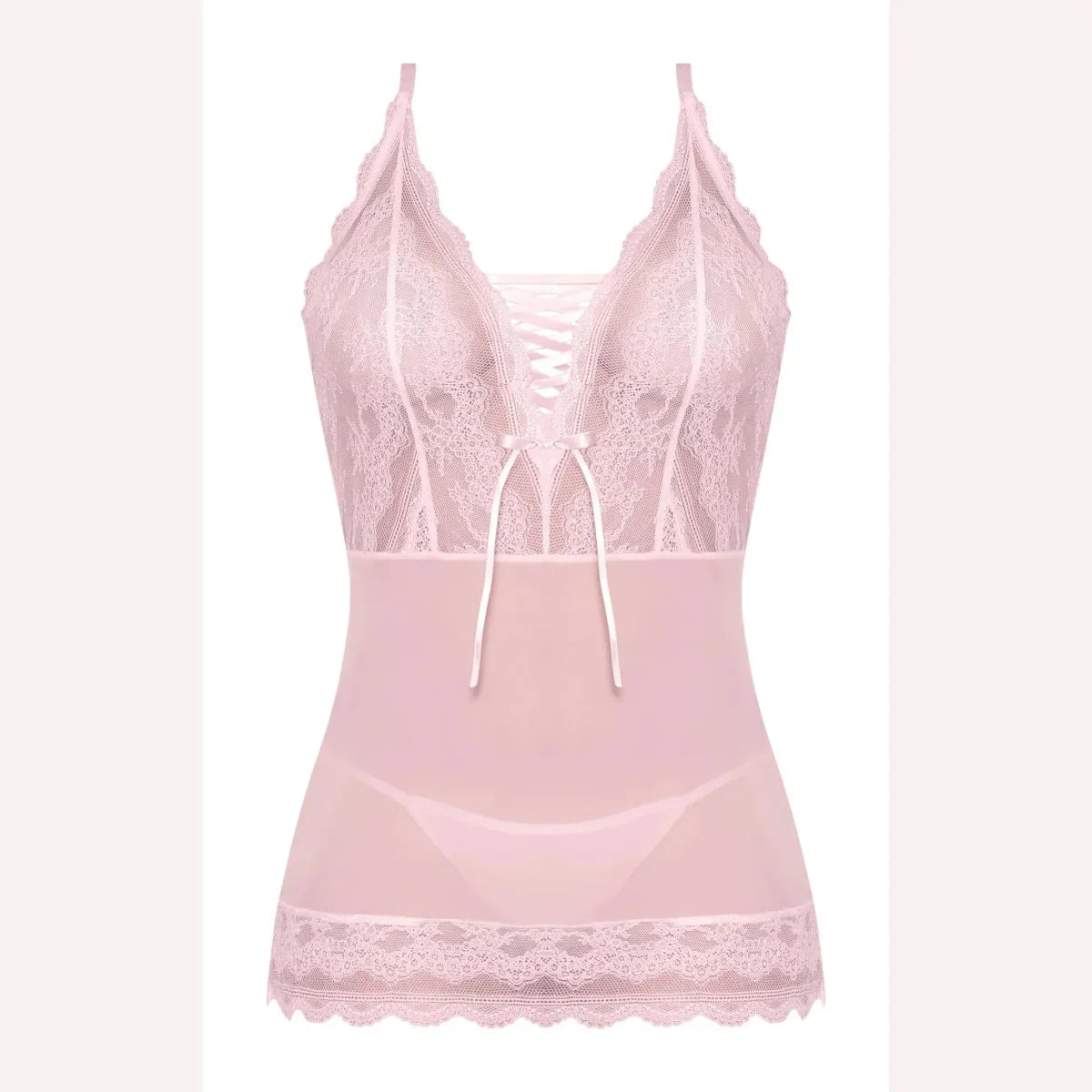 Seabreeze Lace Up Chemise & G Set Blush L/xl Intimates Adult Boutique