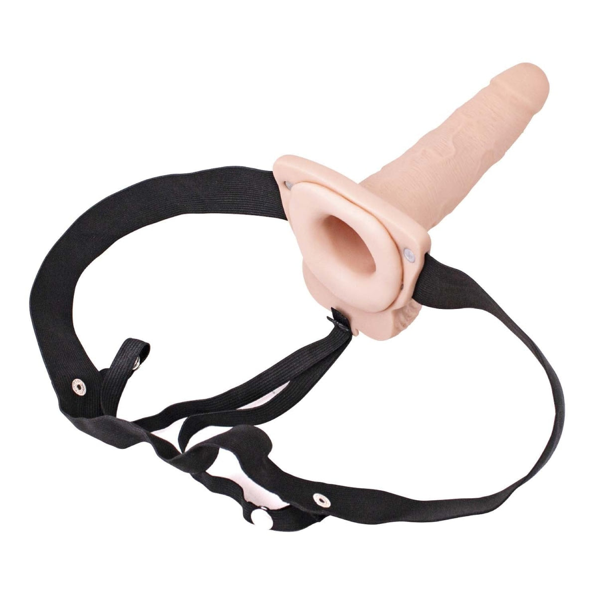 6" Vibrating Hollow Strap On in White - Sextoys for Men Intimates Adult Boutique