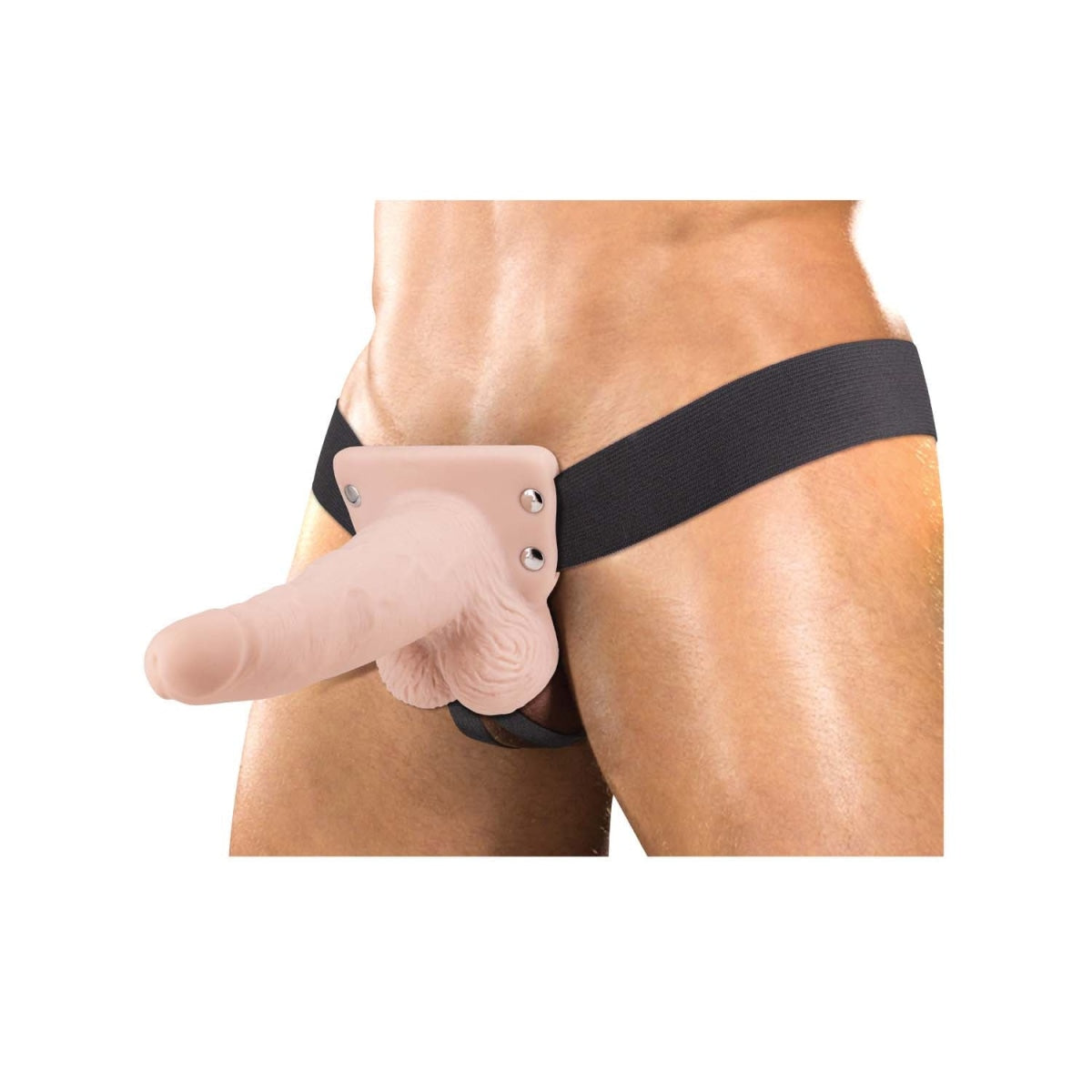 6" Vibrating Hollow Strap On in White - Sextoys for Men Intimates Adult Boutique
