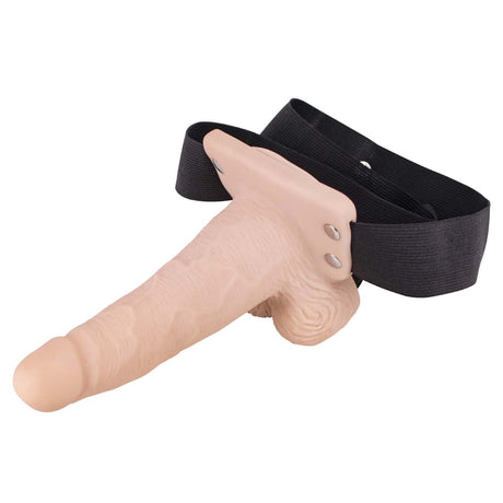 6" Vibrating Hollow Strap On in White - Sextoys for Men Intimates Adult Boutique